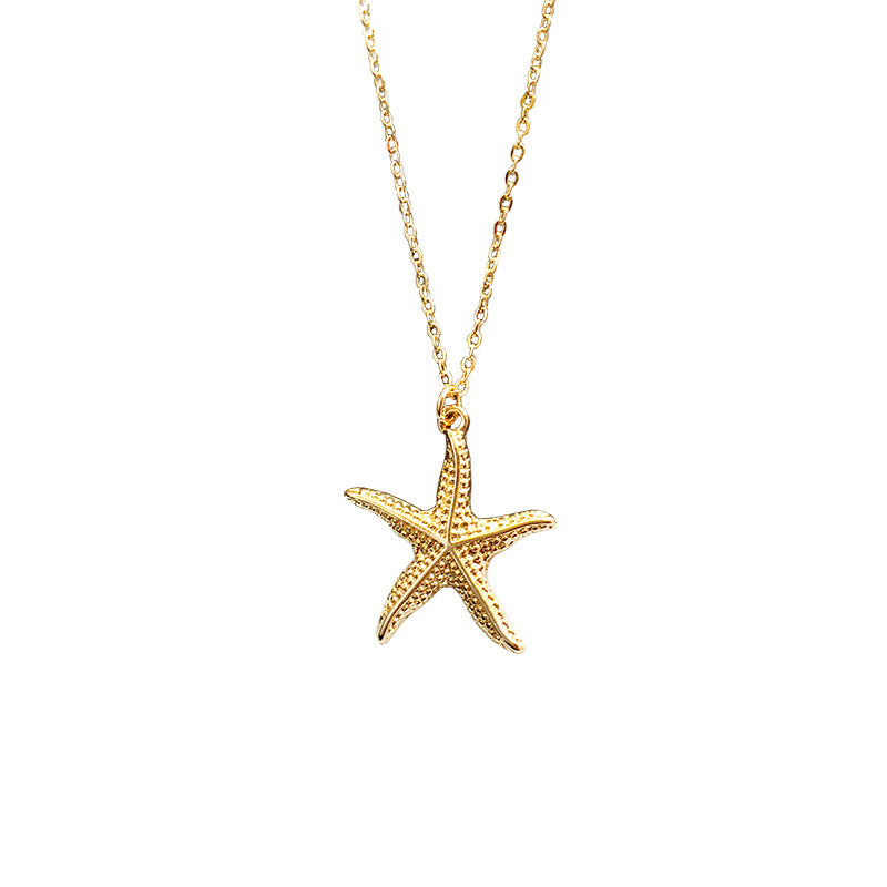 New Fashion Gold Alloy Necklace for Women - Model Conch Pendant Necklace, Summer Jewelry, Starfish Necklace