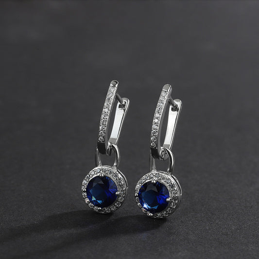 S925 Sterling Silver Zircon Long Crystal Earrings