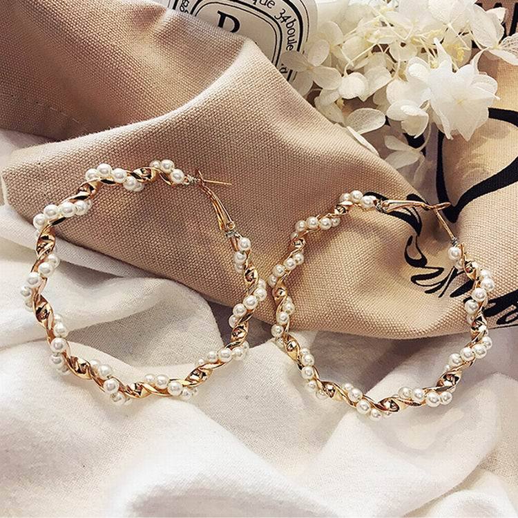 Large Hoop Pearl Earrings