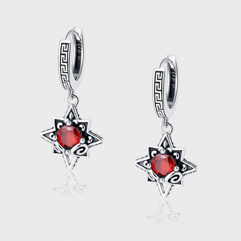 Six Star Star 925 Silver Ear Pendant Earring Jewelry Girl