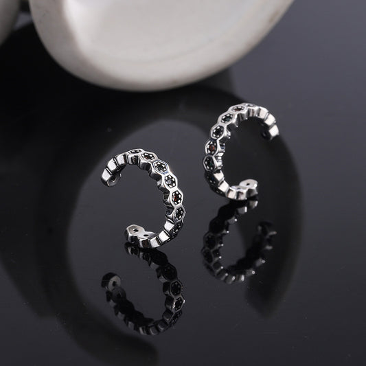 Sterling Silver Ear Bone Clip Honeycomb Color Drill Without Ear Hole