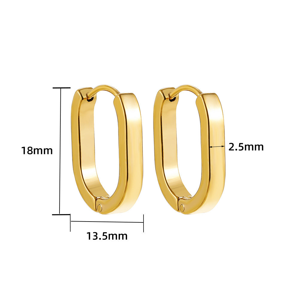 U-Shaped Oval Stainless Steel Geometric Earrings