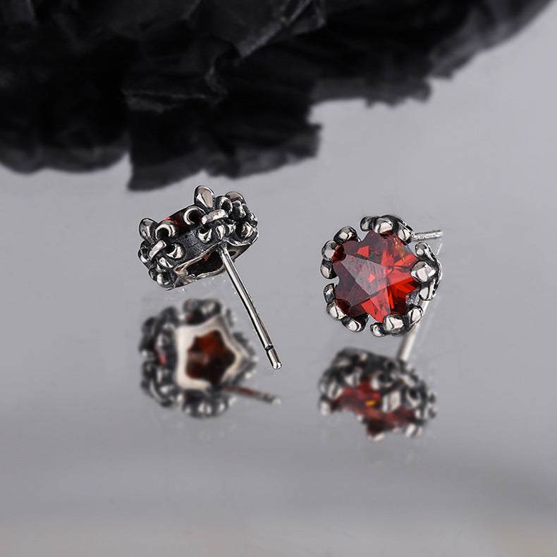 Five Pointed Star Red Zircon Earrings Female High Quality Ins