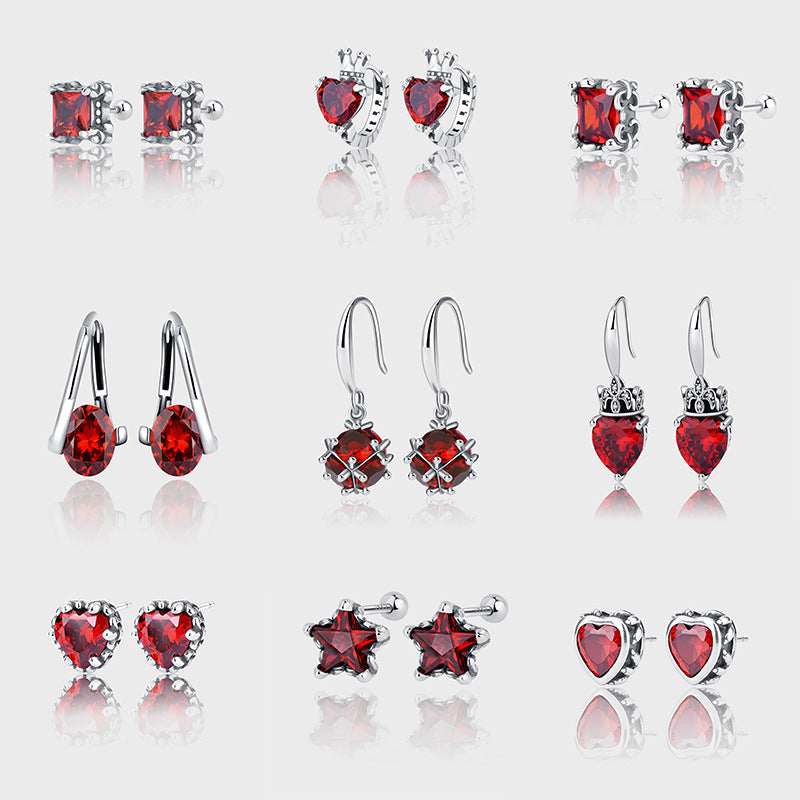 925 Sterling Silver Ins Vintage Exaggerated Earrings Female Earrings