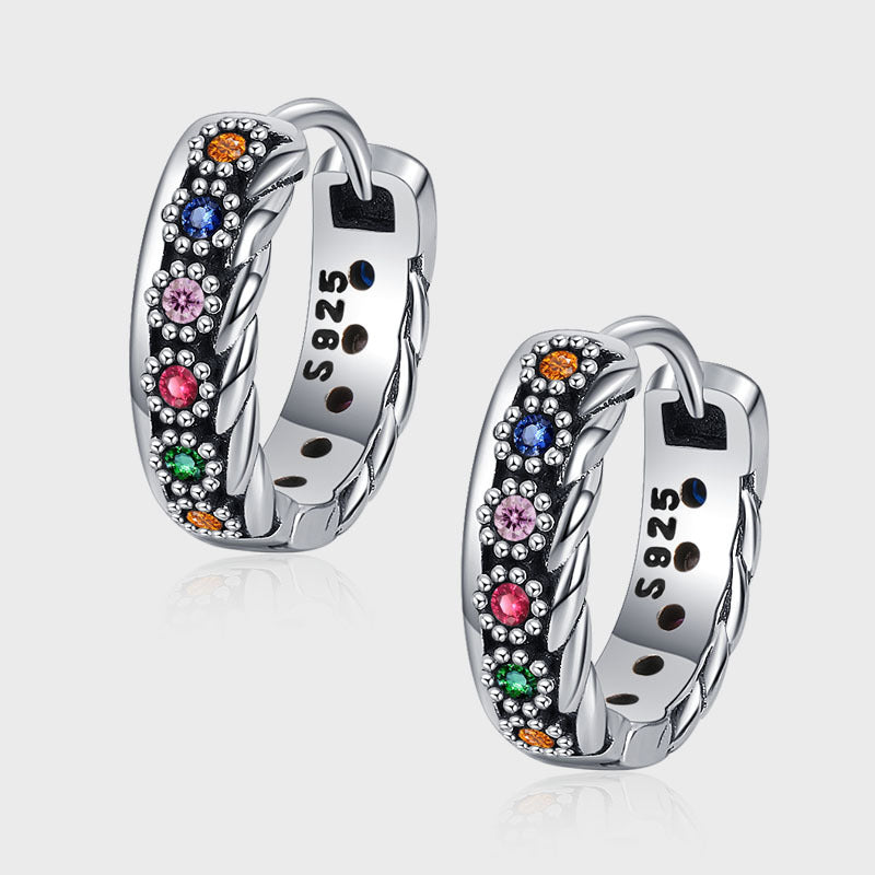 S925 Sterling Silver Color Zirconium Woven Earrings