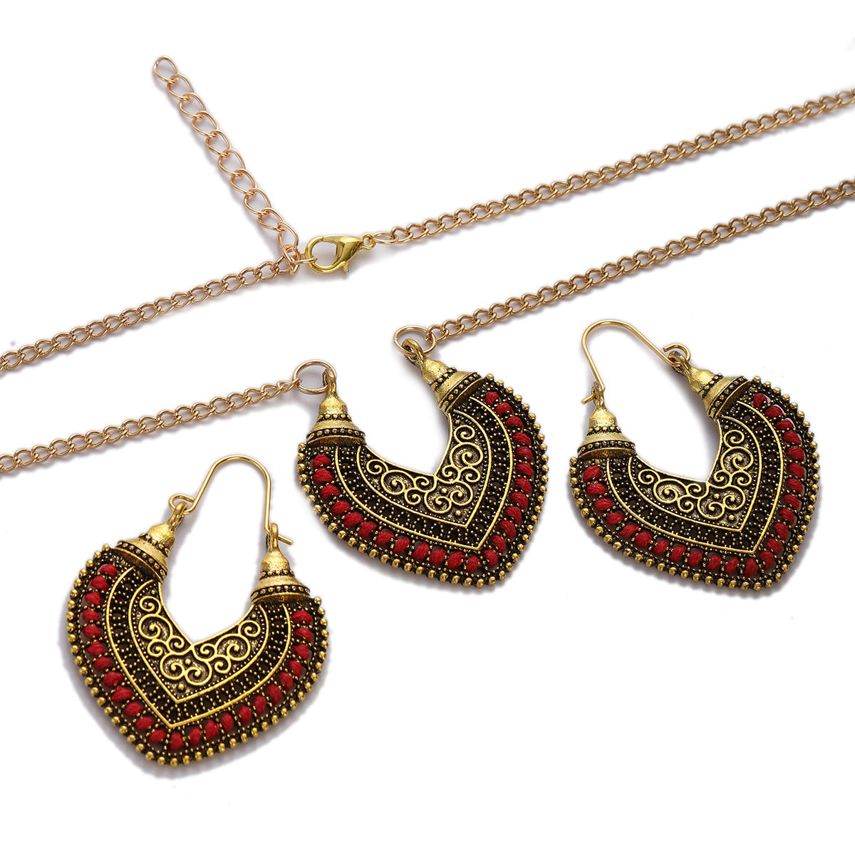 Colorful Rope Wrap Earrings & Necklace Set