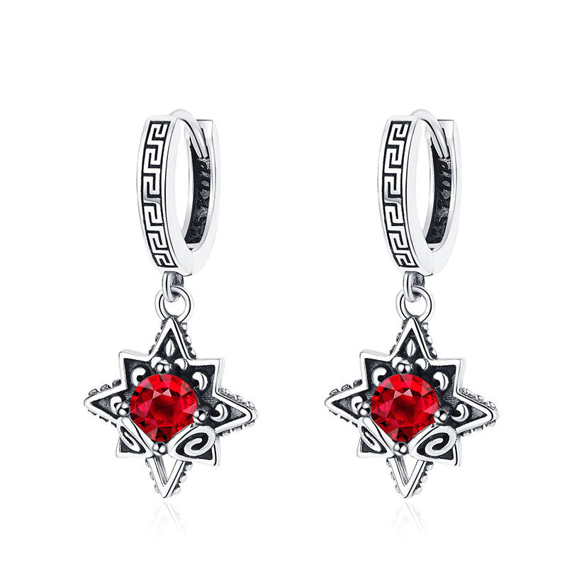 Six Star Star 925 Silver Ear Pendant Earring Jewelry Girl