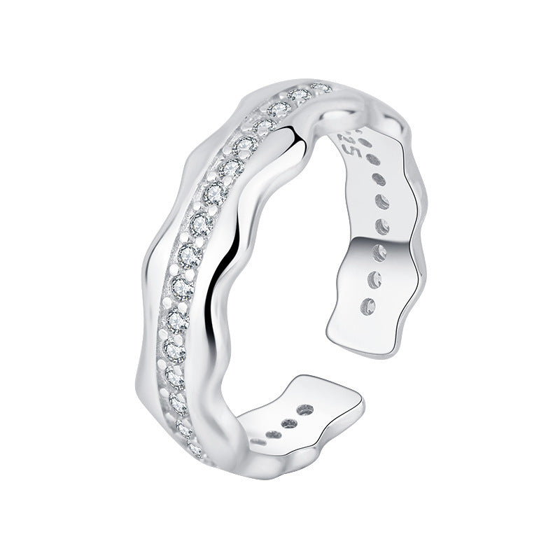 INS Design River Ring S925 Sterling Silver Female Set Zircon