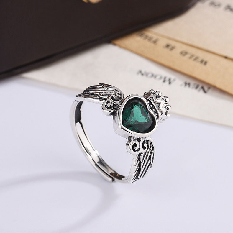 925 Sterling Silver Ring Women Fashion Personality Zircon Love Crown