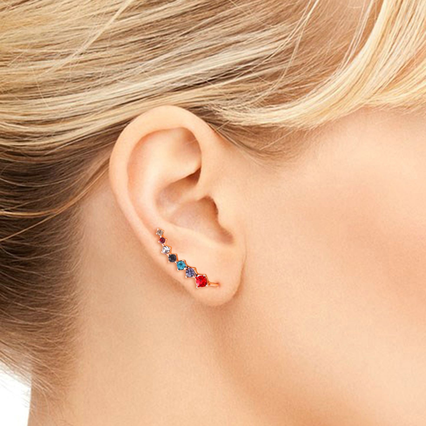 Simple Fashion Color Zircon Ear Hanging