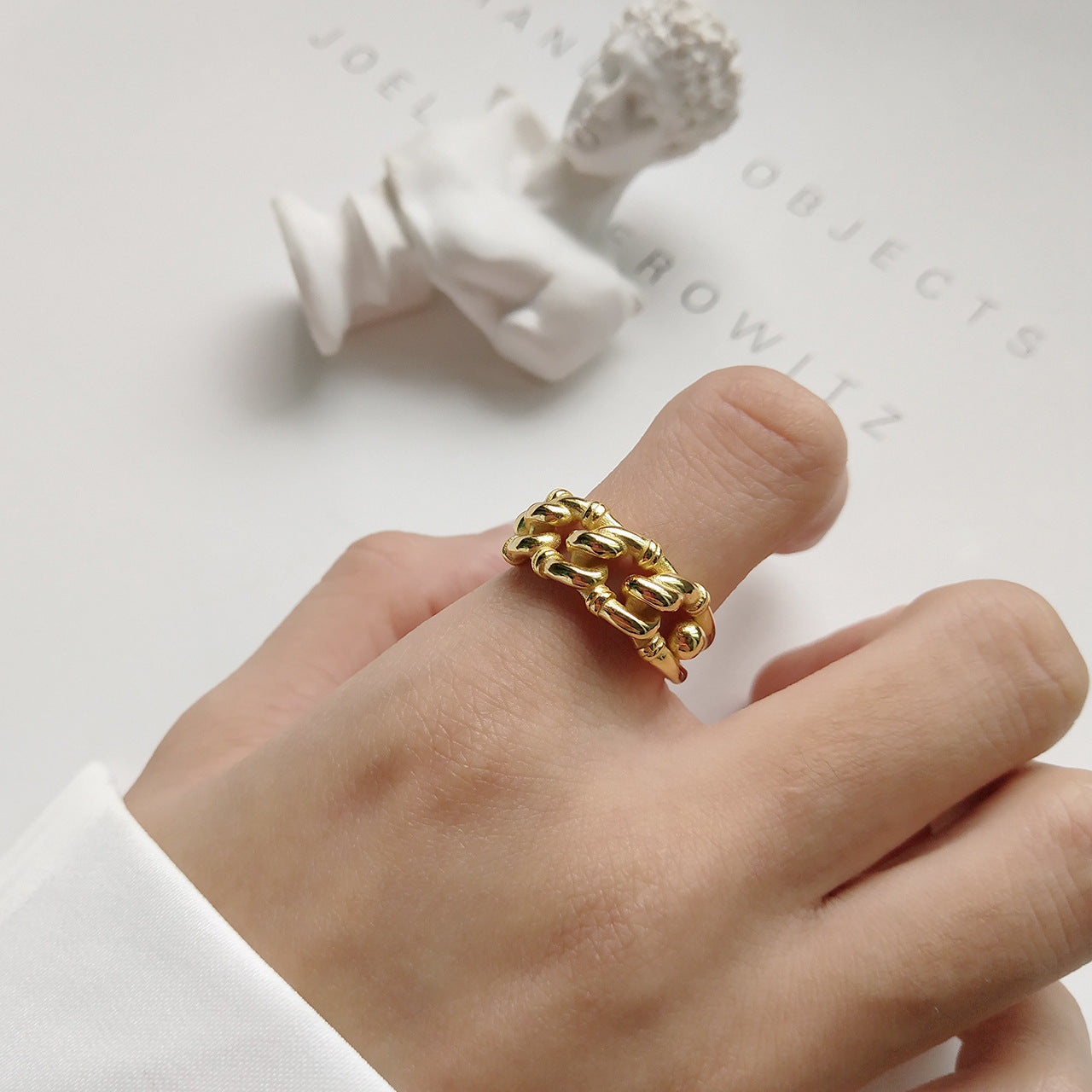 Jewelry Minimalist  Trend Golden Industrial Style Ring fashion accessories