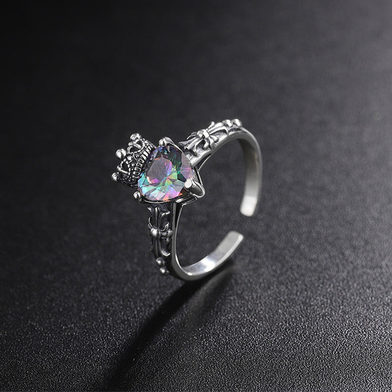 S925 Sterling Silver Fashion Color Zirconium Ring Female