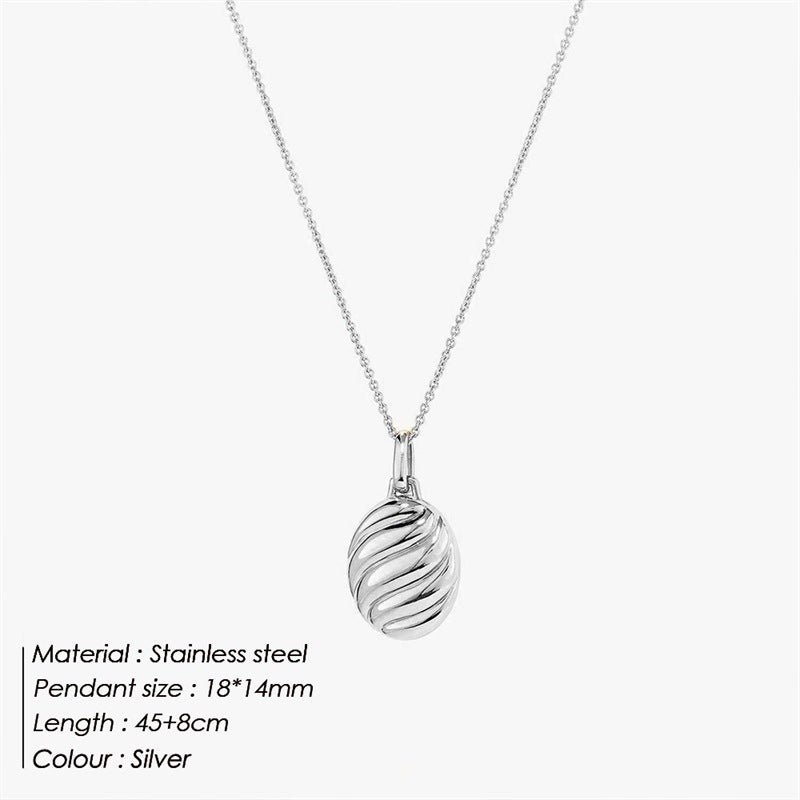 Geometric Elliptical Pendant Gold Stainless Steel Necklace