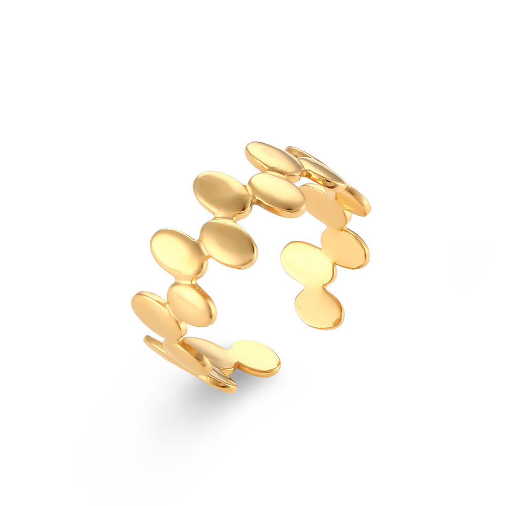 Light Luxury Design Popular Gold Hollow Stainless Steel Ring