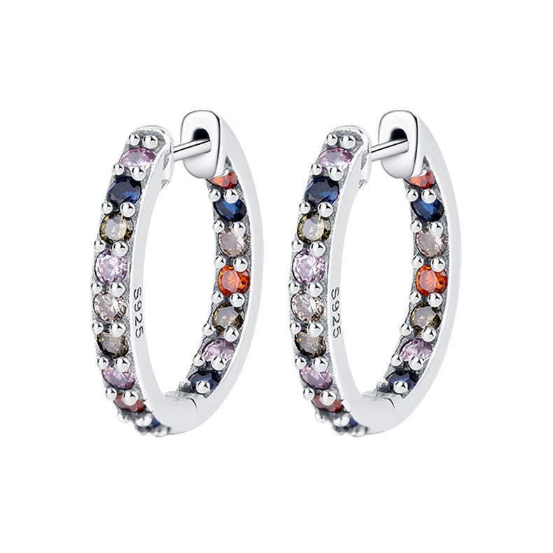 925 Rainbow Large Earrings Personality Color Earrings Female