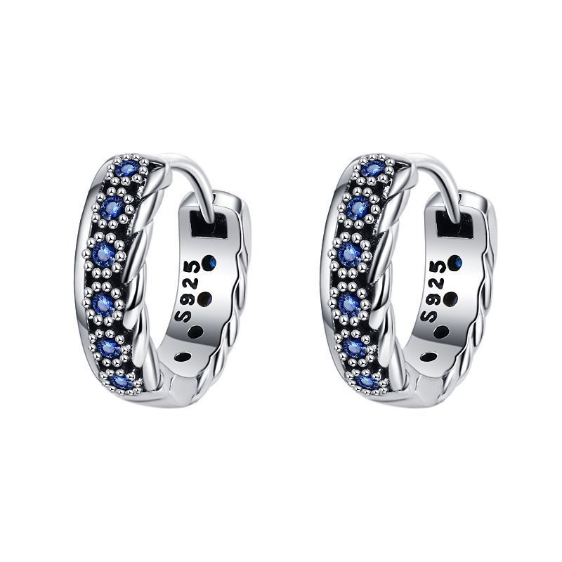 S925 Sterling Silver Zirconium Woven Vintage Earrings