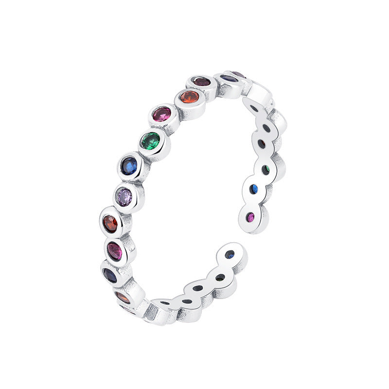 Rainbow Bubble Versatile Ring Women's S925 Sterling Silver Personalized Food Ring Ins