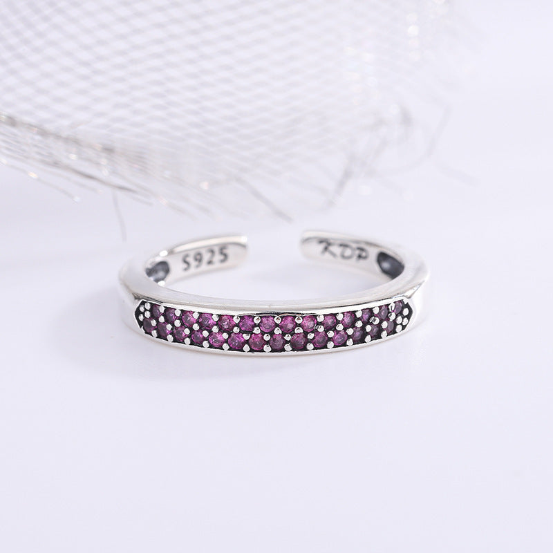 925 Personality Sterling Silver Ring Round Women Set Colorful Zircon Ring