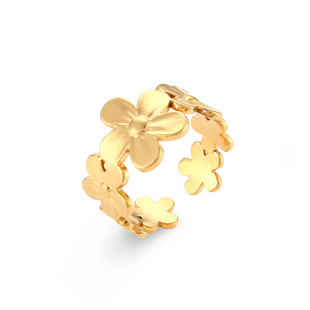 Light Luxury Design Popular Gold Hollow Stainless Steel Ring