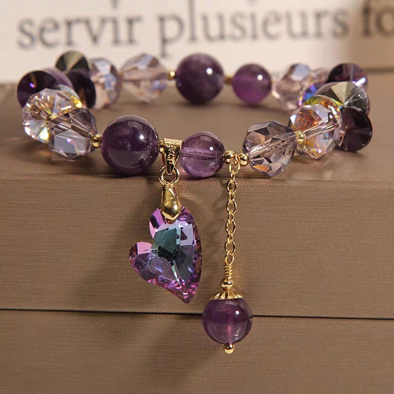 Natural Amethyst New Chinese Style Love Gemstone Bracelet