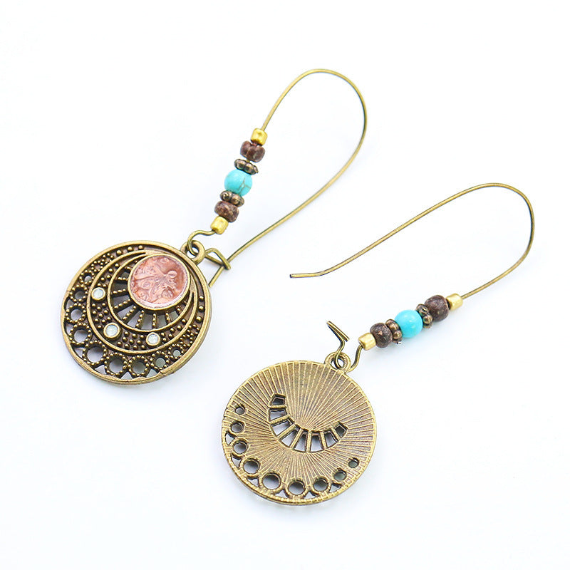 Vintage Bohemian Hollow Beaded Round Earrings