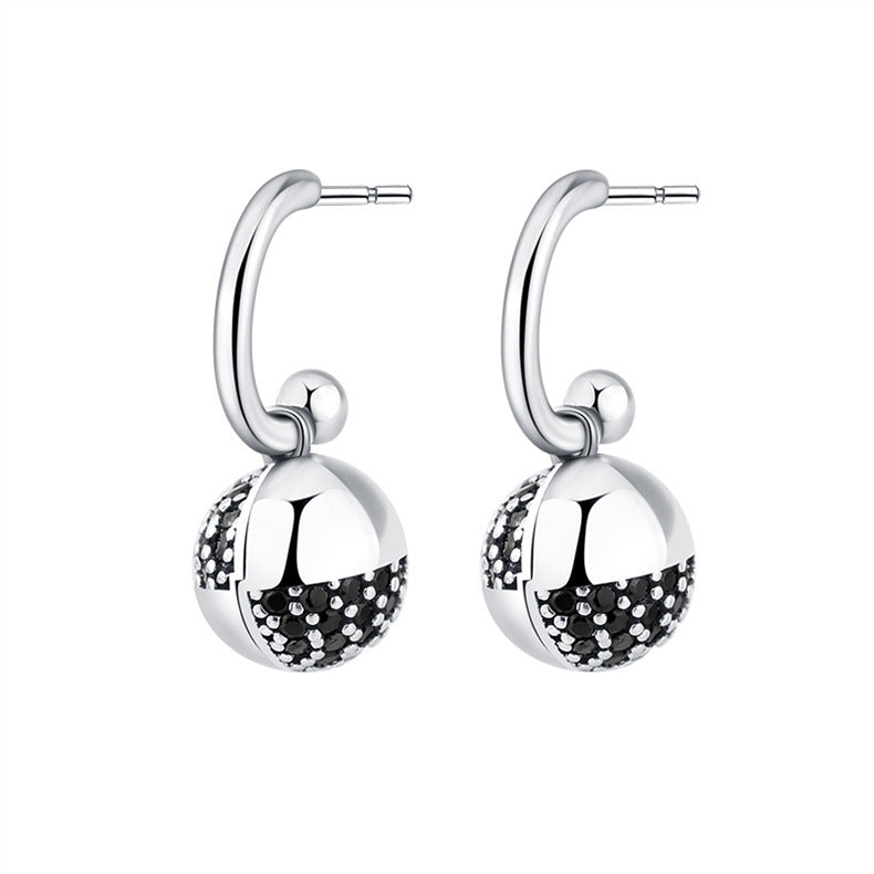 925 Sterling Silver Wishing Ball Small Design Zircon Earrings