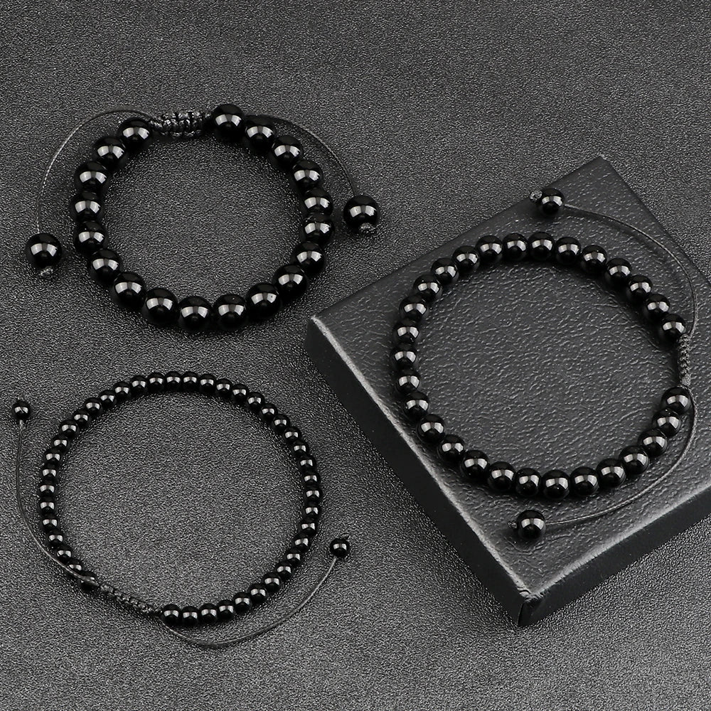 This adjustable bracelet features stunning black gemstones that suit any style, perfect for stacking or wearing solo as a bold statement piece.