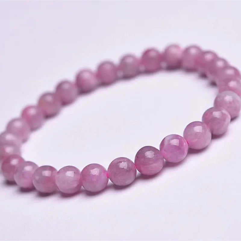 Natural Round Pink Tourmaline Beads Bracelets 6mm For Women & Girl Gift Trinket Beaded