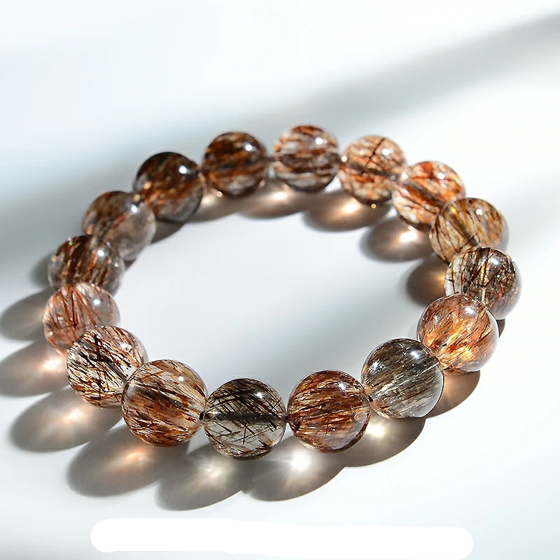 Natural Super Seven Rutilated Quartz Beaded Bracelet – Gemstone Jewelry for Men and Women