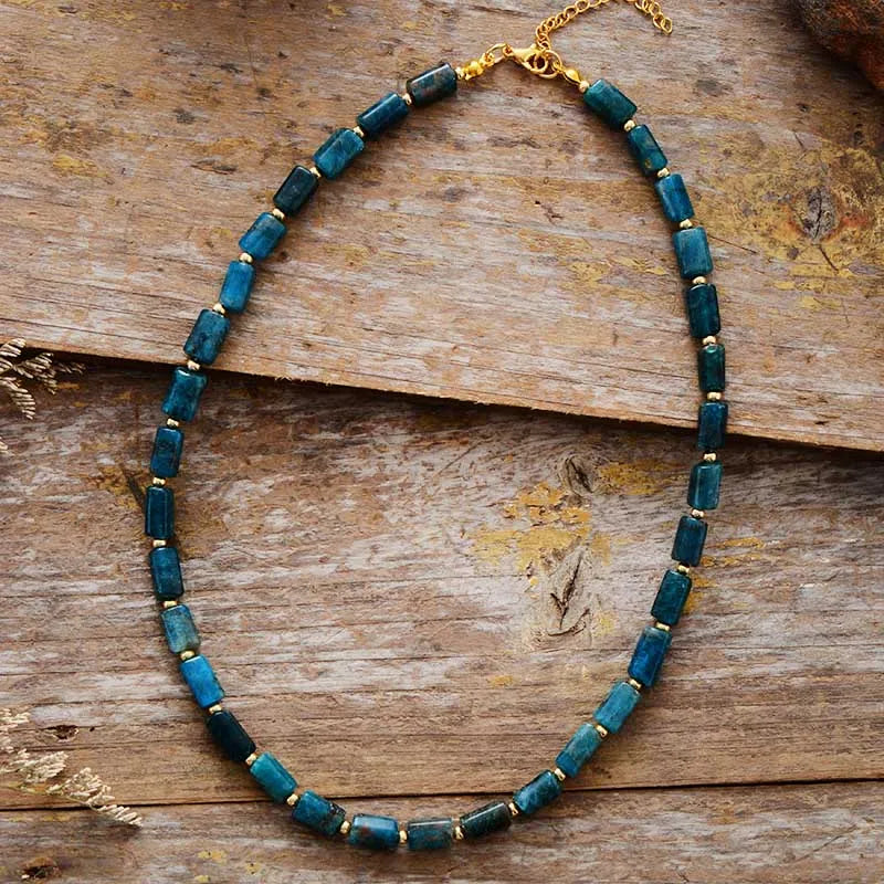 High End Natural Stones Apatite Lariat Chokers Necklace Women Exquisite Beaded Simple Layers Necklace Teengirl OL Jewelry Gifts