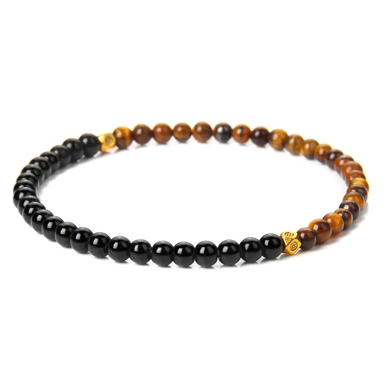 4mm Mini Natural Stone Bracelets For Women Men Rhodonite Sodalite Red Agat Black Onyx Gold Color Beads Bracelet