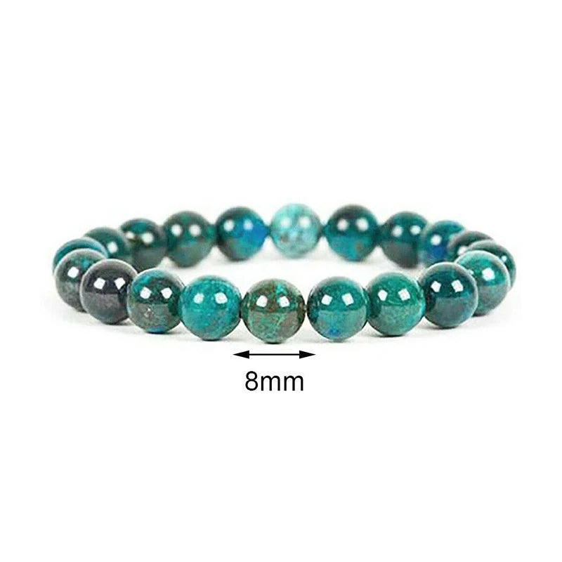 Malachite Stone Bracelet Green Natural Texture Bead Men Bracelets  Balance Elastic Handmade Charm Jewelry