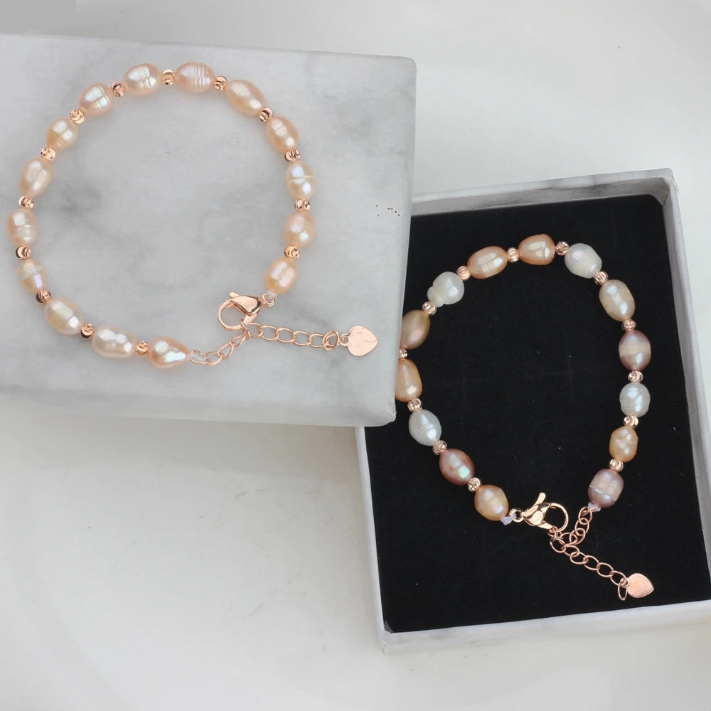 Natural freshwater pearl bracelet Real Pearl Bracelet Female Adjustable Rice Beads Bracelet