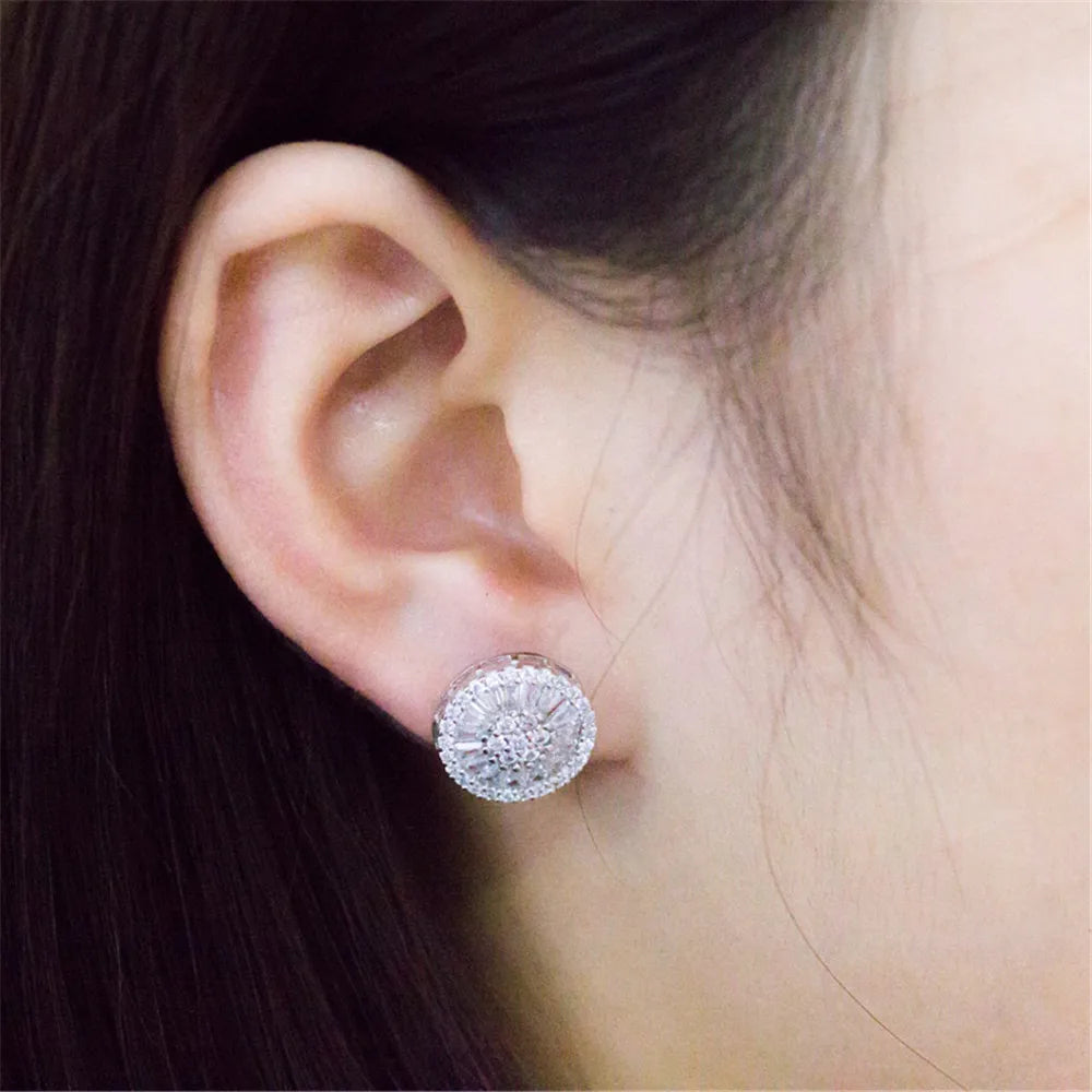 High Quality Stud Earrings with Brilliant Fireworks Shape  Jewelry Engagement Wedding Earrings for Women Girls