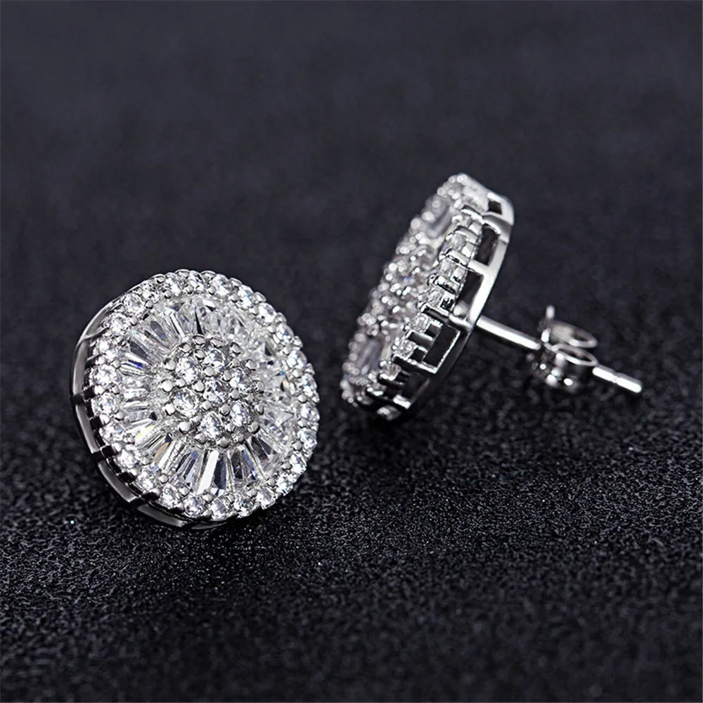 High Quality Stud Earrings with Brilliant Fireworks Shape  Jewelry Engagement Wedding Earrings for Women Girls