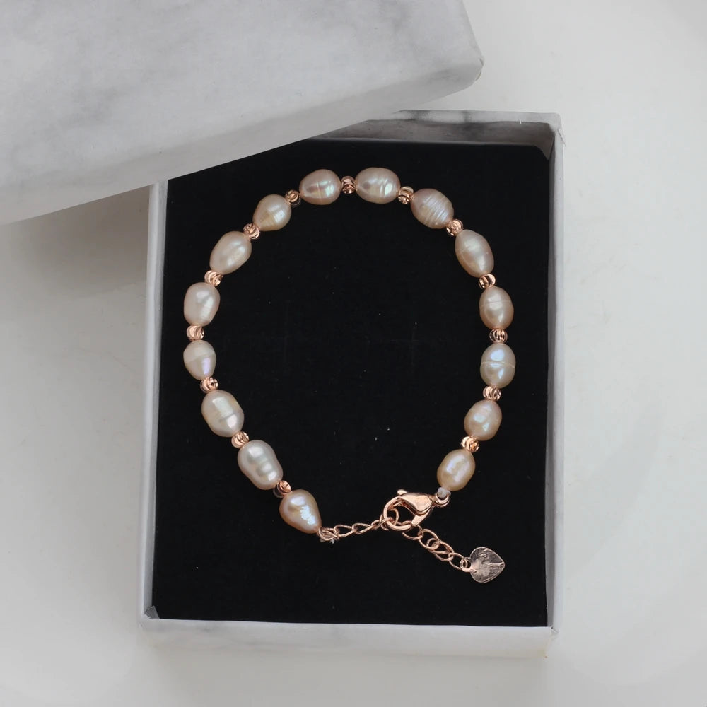 Natural freshwater pearl bracelet Real Pearl Bracelet Female Adjustable Rice Beads Bracelet