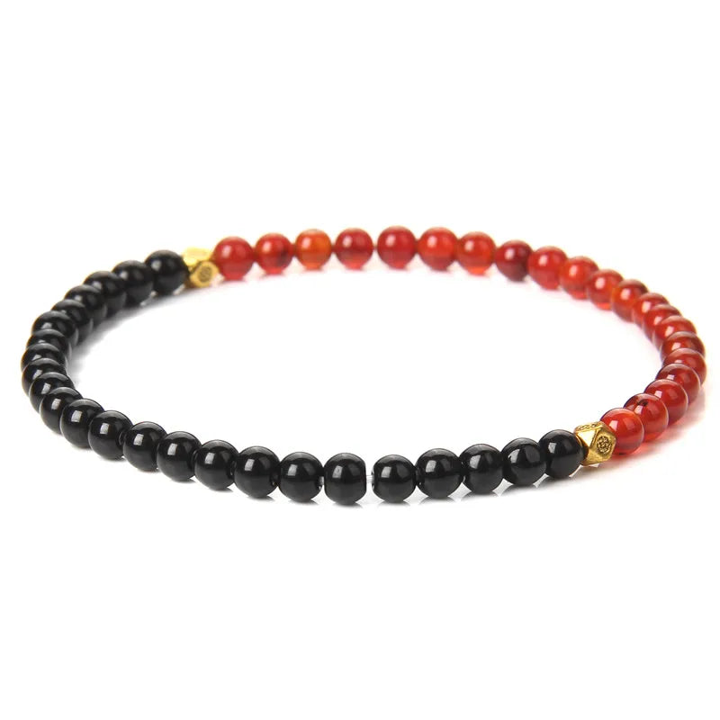 4mm Mini Natural Stone Bracelets For Women Men Rhodonite Sodalite Red Agat Black Onyx Gold Color Beads Bracelet