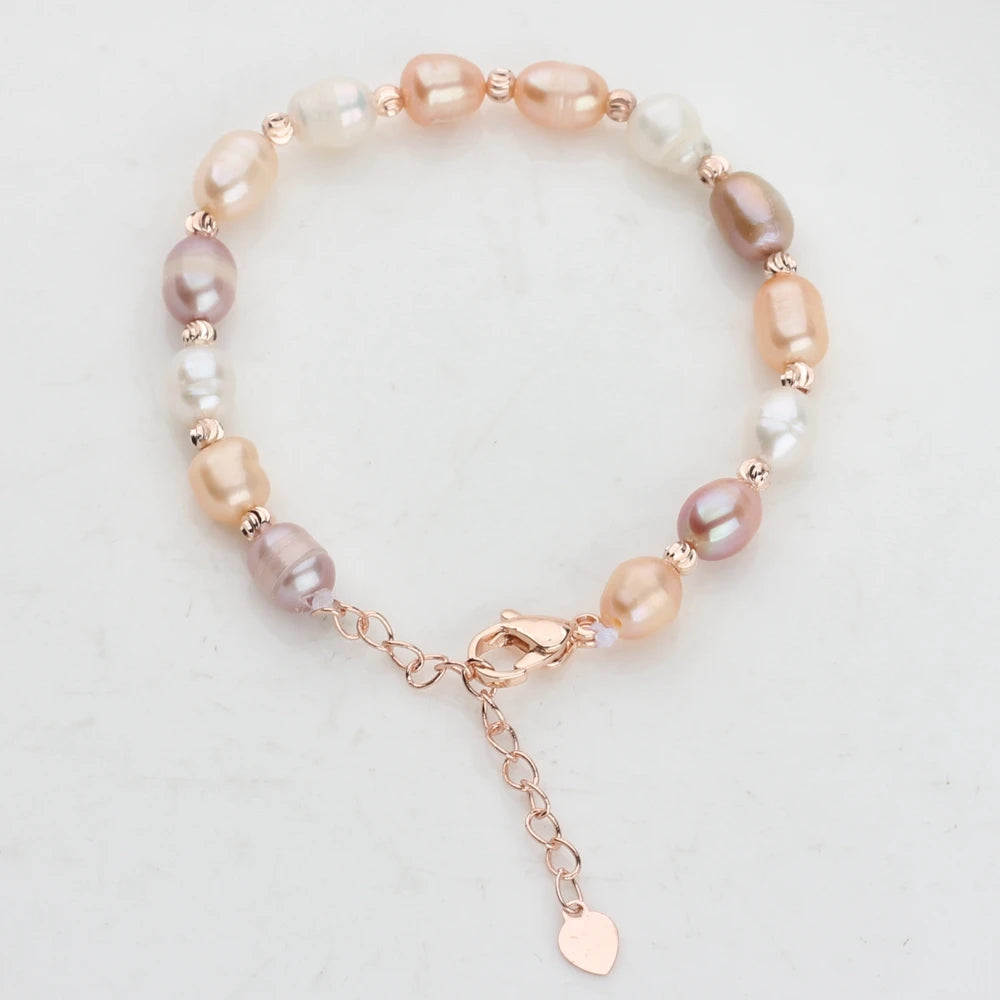 Natural freshwater pearl bracelet Real Pearl Bracelet Female Adjustable Rice Beads Bracelet