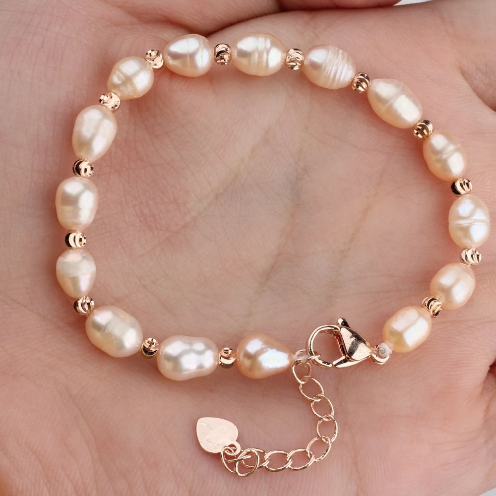 Natural freshwater pearl bracelet Real Pearl Bracelet Female Adjustable Rice Beads Bracelet