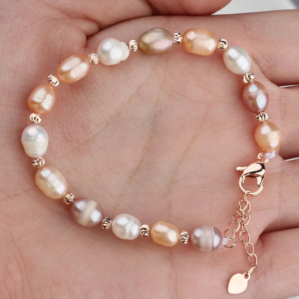 Natural freshwater pearl bracelet Real Pearl Bracelet Female Adjustable Rice Beads Bracelet