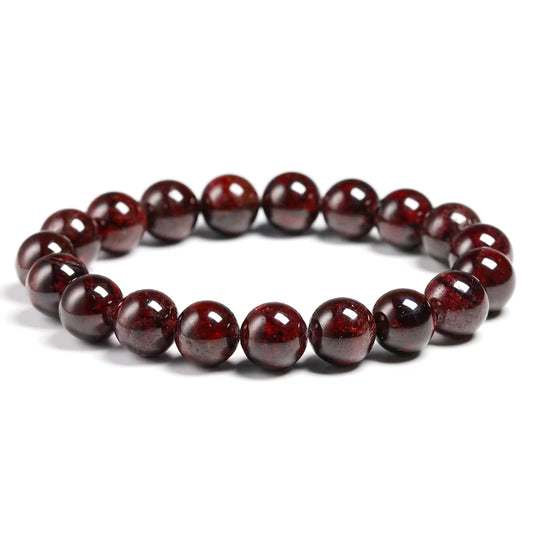 Wine Red Natural Garnet Bracelets Women Fine Jewelry Semi-precious Stone Bead Stretch Bracelet Girls