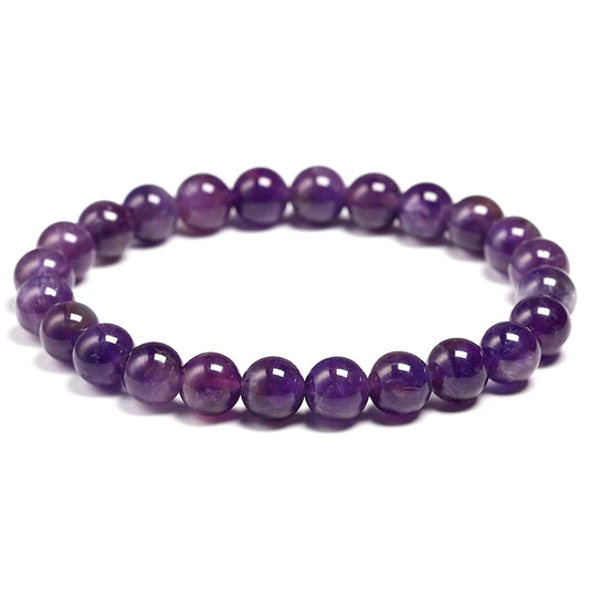 Natural Amethyst Bracelet Women Couple Natural Stone Bracelet Purple Quartz Bracelets 6 8 10mm Bead Bangles Jewelry Gifts