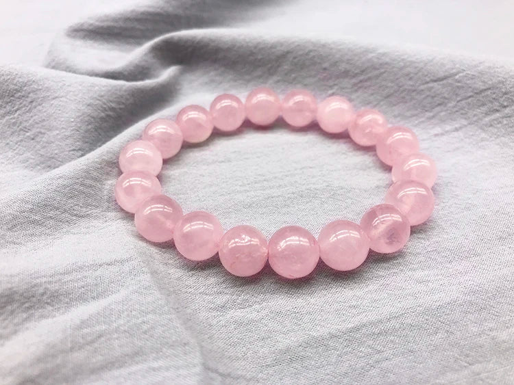 Pink Rose Powder crystal Quartz Natural Stone Streche Bracelet Elastic Cord Pulserase Jewelry Beads Lovers woman Gift