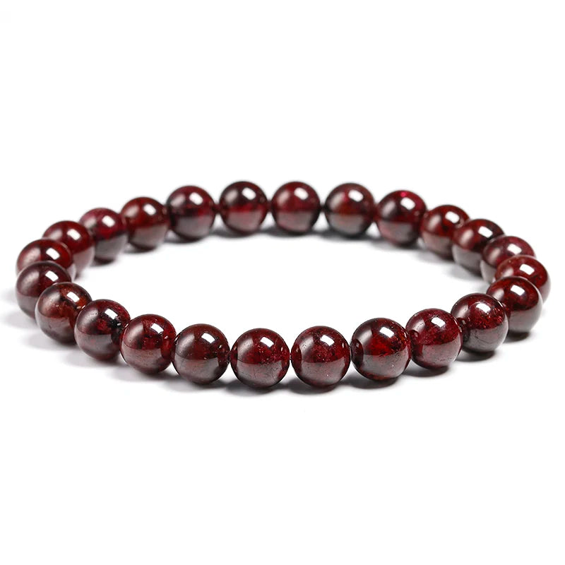 Wine Red Natural Garnet Bracelets Women Fine Jewelry Semi-precious Stone Bead Stretch Bracelet Girls