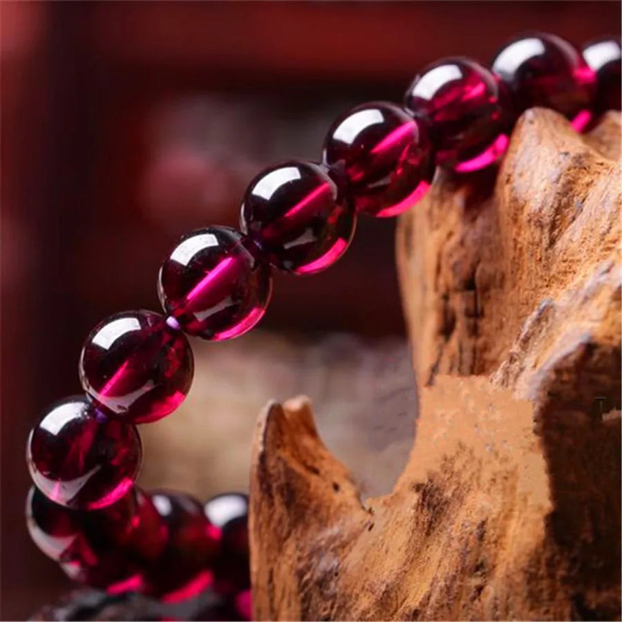 Natural Purple Garnet Bracelets 8mm Women Men Rare Stretch Clear Crystal Round Bead Bracelet AAAAAAA