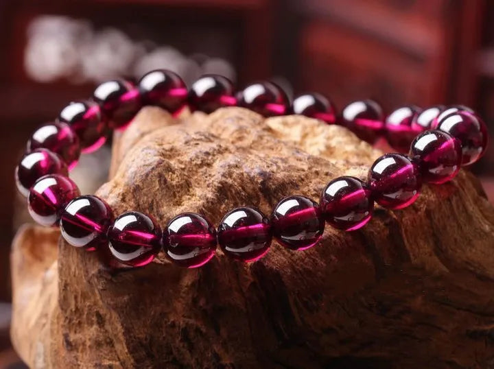 Natural Purple Garnet Bracelets 8mm Women Men Rare Stretch Clear Crystal Round Bead Bracelet AAAAAAA