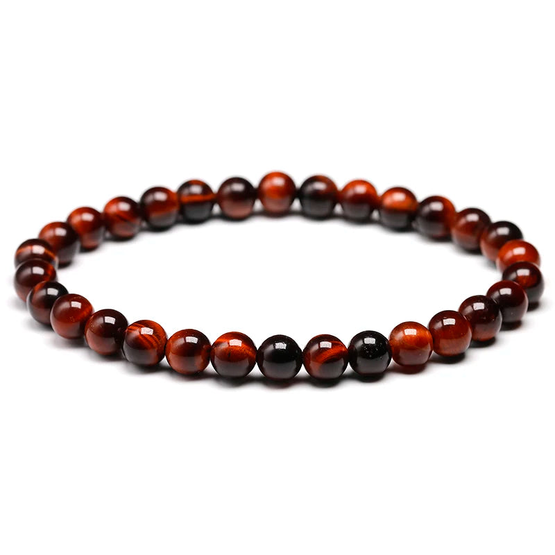 Natural Stone Beads Red Tiger Eye Bracelet Strand Beaded Mens Buddha Bracelet For Women Male Yoga Handmade Jewelry