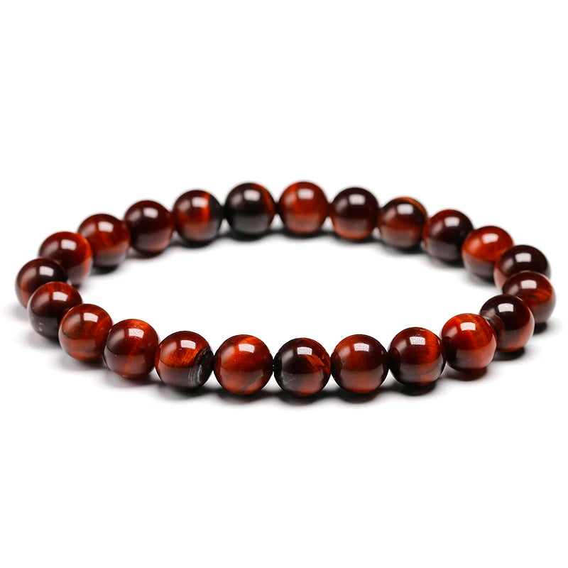 Natural Stone Beads Red Tiger Eye Bracelet Strand Beaded Mens Buddha Bracelet For Women Male Yoga Handmade Jewelry