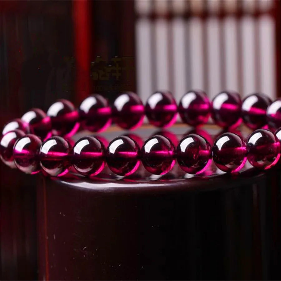 Natural Purple Garnet Bracelets 8mm Women Men Rare Stretch Clear Crystal Round Bead Bracelet AAAAAAA