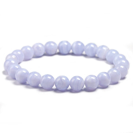 Natural Blue Lace Agate Beaded Bracelet – Gemstone Jewelry for Men and Women